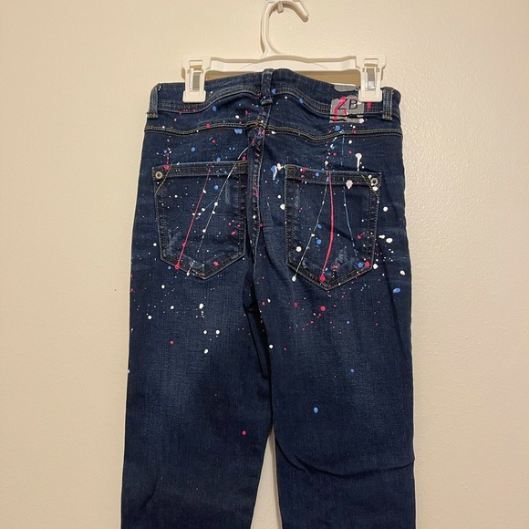 Zara Basic Paint Splatter Dark Blue Skinny Jeans Size 2 - Picture 7 of 9